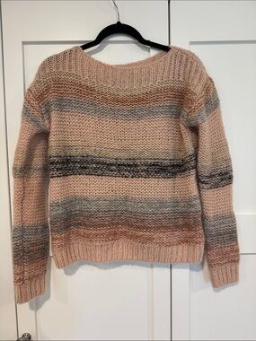 Numph Cozy Blush Pink Striped Crewneck Sweater- XS